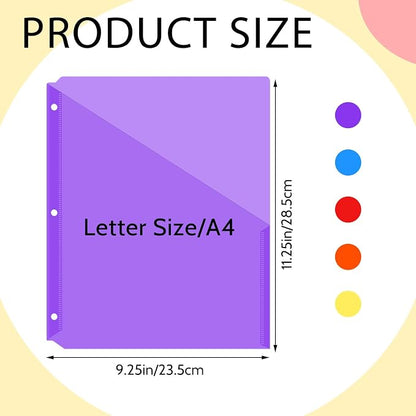 Maitys 50 Pack Binder Pockets 3 Hole Punch Clear Plastic Document Folders - Image 2