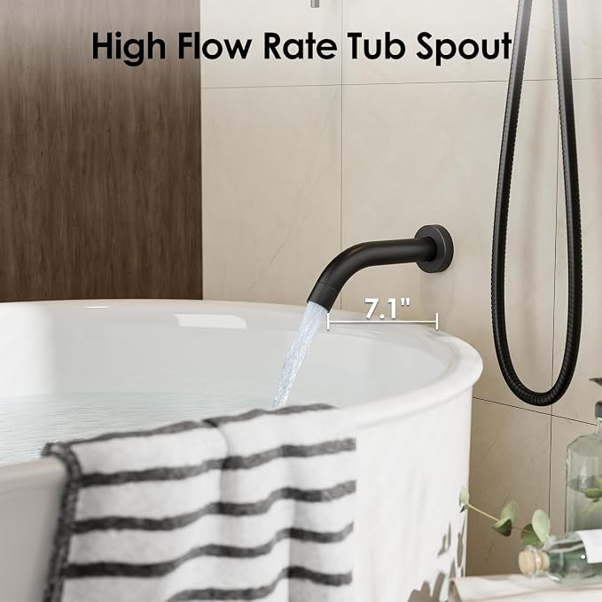 Gabrylly Thermostatic Shower System with Tub Spout, All Metal Bathtub Shower Faucets Set with Anti Scald Shower Valve, High Pressure 10" Rain Shower head with Handheld Spray Combo, Matte Black - Image 4