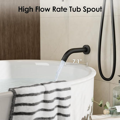 Gabrylly Thermostatic Shower System with Tub Spout, All Metal Bathtub Shower Faucets Set with Anti Scald Shower Valve, High Pressure 10" Rain Shower head with Handheld Spray Combo, Matte Black - Image 4