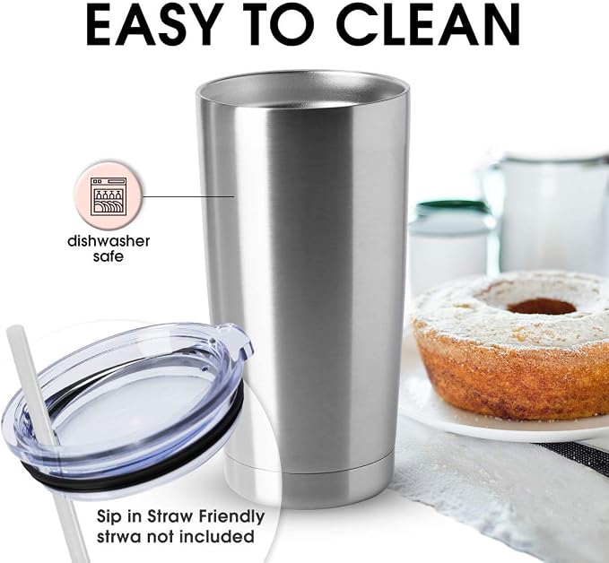 HASLE OUTFITTERS 20oz Tumblers Bulk Stainless Steel Cups with Lid Double Wall Vacuum Insulated Coffee Mugs for Cold & Hot Drinks Pack - Image 3
