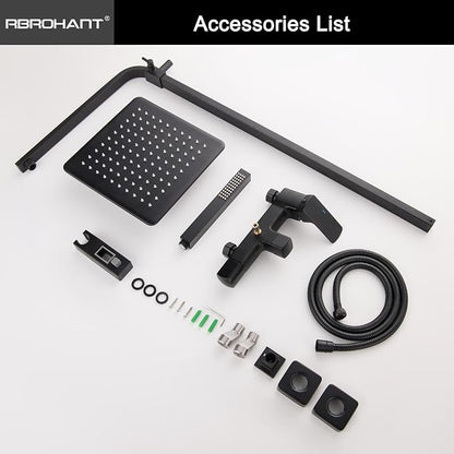RBROHANT 3 Functions Exposed Shower System, Matte Black Exposed Shower Faucet Set, 10 Inch Rain Shower Head with Handheld and Tub Spout,Shower Height Adjustable, Wall Mounted - Image 7