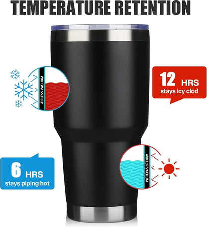 MEWAY 30oz Insulated Tumbler With Lids and Straws,Stainless Steel Double Vacuum Coffee Tumbler Cup, Brush, Durable Powder Coated Coffee Cup for Cold & Hot Drinks, Office, Travel(Black,12 PACK) - Image 7