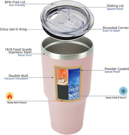 BJPKPK 30 oz Tumbler Cups With Lid And Straw Stainless Steel Double Wall Vacuum Insulated Tumblers For Women and Men Apricot - Image 2