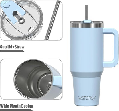 20 oz Tumbler with Handle,Tumbler with Lid and Straw,Double Wall Insulated Cup Stainless Steel Travel Mug(Cold for 34 Hours),Water Bottle for Iced Tea,Coffee,Cold Beverages(Blue) - Image 9