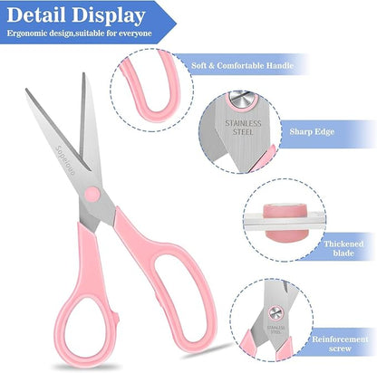 6 Pcs 8” Scissors, Sharp Stainless Steel Comfort Grip - Image 6