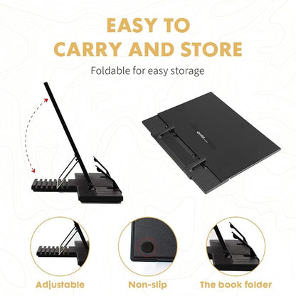 Barelove Desktop Document Book Holder, Metal Foldable Reading Rest Book Stand - Image 2