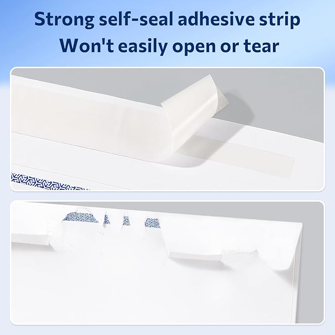 SUNEE #10 Security-Tinted Self Seal Envelopes – 500 Pack White Windowless - Image 4
