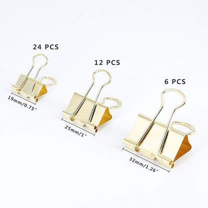 Gold Binder Clips Paper Clamps - Image 2