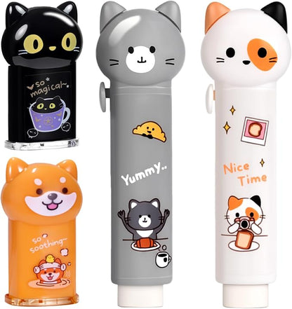 2Pcs Cute Cat Pencil Sharpener and 2Pcs Cute Cat Retractable Eraser by Unknown