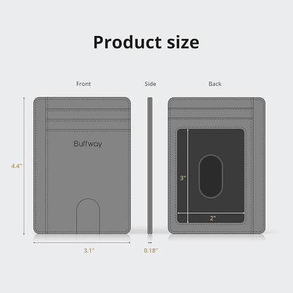 Buffway Slim Minimalist Front Pocket RFID Blocking Leather Wallets - Image 8