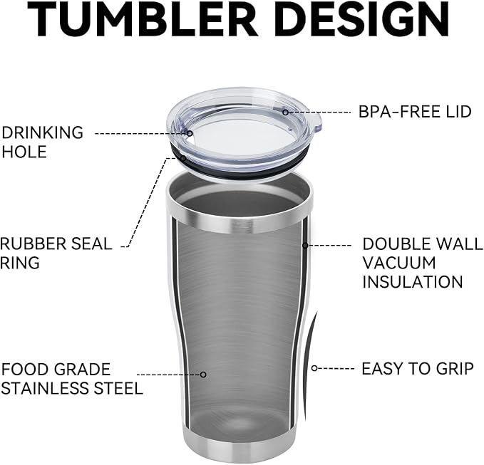 DOMICARE 20oz Tumbler with Lid Stainless Steel Tumblers Bulk, Double Wall Vacuum Insulated Coffee Travel Mug Powder Coated Tumbler, 8 Count (Pack of 1) White - Image 4