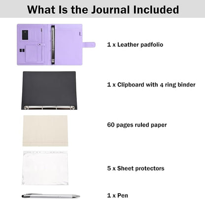 Wonderpool A4 PU Leather 3 & 4 Ring Holder Writing Portfolio Multi Document Case - Image 7