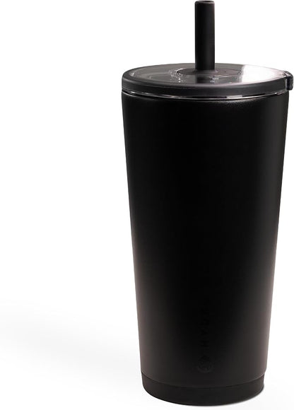 HydroJug Everyday Tumbler 20 oz – Ceramic-Lined Insulated Tumbler with Straw and Soft-Touch Lid, Cup Holder Friendly, Double-Wall Vacuum Insulation, Reusable Travel Cup – Black by Hydrojug