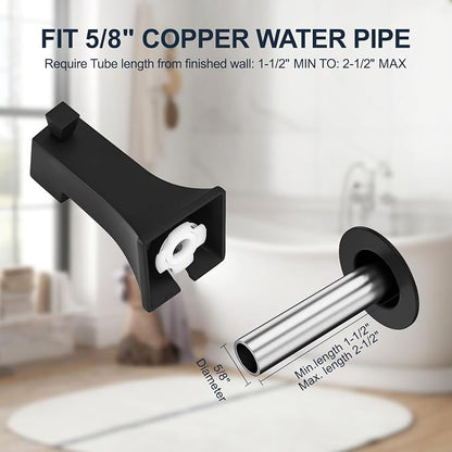 Tub Shower Faucet, Matte Black Shower Faucet Set with 8-Inch Square Rain Shower Head and Tub Spout, Brass Shower System Bathtub Shower Faucet Set Complete, Tub shower faucet set with valve - Image 4