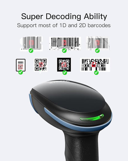 Inateck 2D Barcode Scanner, Wireless Bluetooth QR Barcode Scanner, Handheld - Image 2