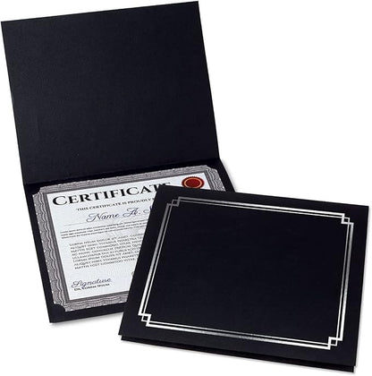 Classic Black and Silver Foil Certificate Folders by Fine+Stationery