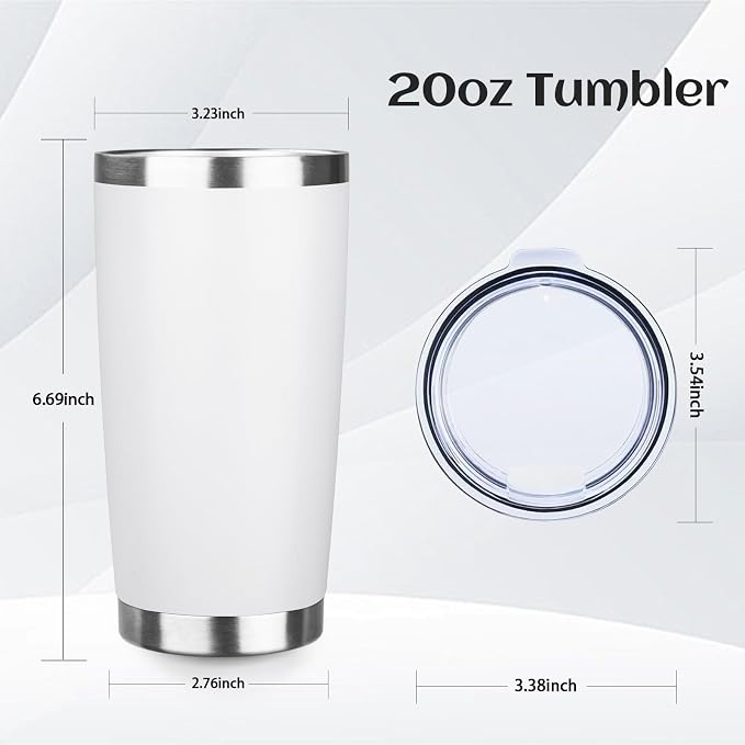 StarSpeed 20oz Tumbler Bulk with Lid, Stainless Steel Insulated Tumblers Double Wall Vacuum Insulated Travel Mug, Powder Coated Coffee Cups for Hot and Cold Drinks(White,6) - Image 2