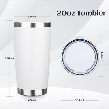 StarSpeed 20oz Tumbler Bulk with Lid, Stainless Steel Insulated Tumblers Double Wall Vacuum Insulated Travel Mug, Powder Coated Coffee Cups for Hot and Cold Drinks(White,6) - Image 2