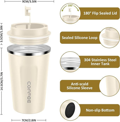 CS COSDDI 12 oz Stainless Steel Vacuum Insulated Tumbler - Coffee Travel Mug Spill Proof with Lid - Coffee Cups for Keep Hot/Ice Coffee,Tea and Beer - Image 3