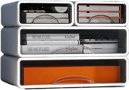 Desk Organizer with Drawers, Stackable Storage Drawers with Compartments by ZZFENGKR