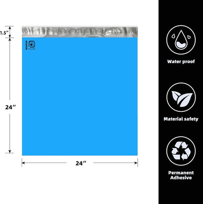 POLYSELLS 24x24 Blue Poly Mailers, 100 Pack – Extra Large Self Seal Shipping - Image 2