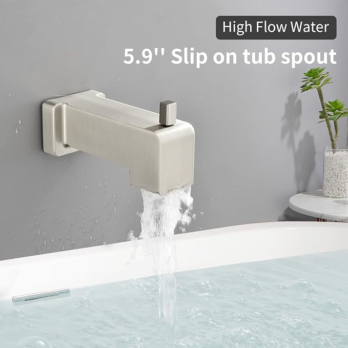 Shower Valve Trim Kit with Tub Spout Wall-Mounted Tub Shower Rough-In Mixer Valve Tub and Shower Trim Kit Bathroom Trim Kit Brushed Nickel - Image 3