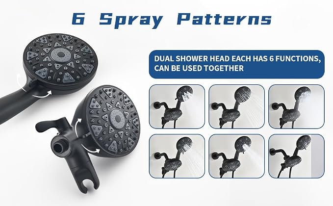 3 Handle Shower Faucet Set with Tub Spout Bathtub Shower Faucet Combo Set Shower System Complete Tub and Shower Trim Kit Matte Black Wall Mounted Shower Fixtures - Image 4