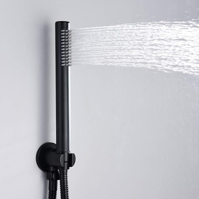 Matte Black Rain Shower Systems with Waterfall Tub Spout, Shower Faucets Sets Complete with 8 Inches Rain Shower Head and Handheld - Image 7