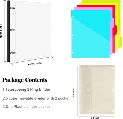 INFUN 1 Inch 3-Ring Telescoping Project Organizer Binder, 13 Pocket, - Image 2