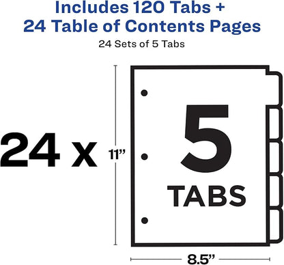 Avery Dividers for 3 Ring Binders, 5 Tabs per Set, Customizable Table of - Image 4