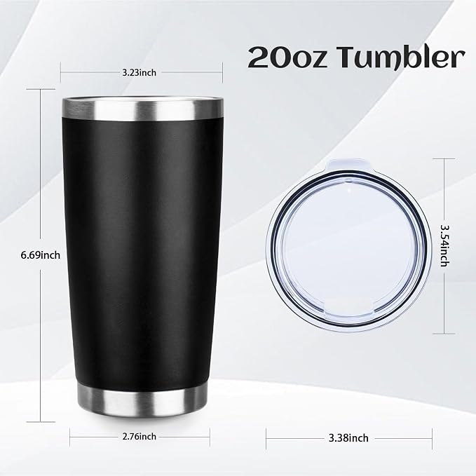 StarSpeed 20oz Tumbler Bulk with Lid, Stainless Steel Insulated Tumblers Double Wall Vacuum Insulated Travel Mug, Powder Coated Coffee Cups for Hot and Cold Drinks(Black,6) - Image 2
