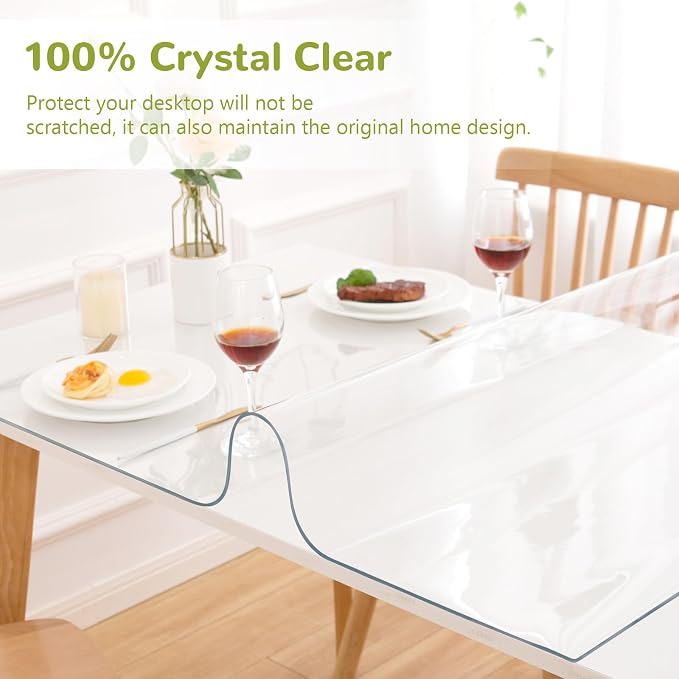 44 x 96 Inch Clear Table Cover Protector, 1.5mm Plastic Table Cover, Waterproof - Image 5