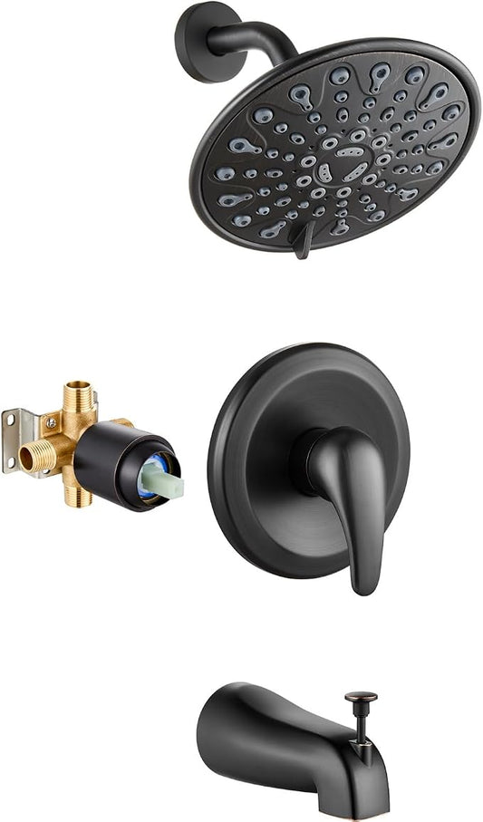 gotonovo Tub Shower Faucet Set Shower Head and Handle Set 6 Modes 6 inch Bathroom Trim Kit with Tub Spout High Pressure Shower System Combo with Valve Round Showerhead Oil Rubbed Bronze by HOME