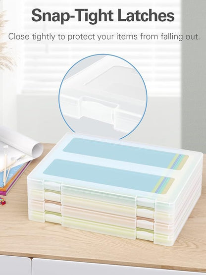 4-Pack A4 Plastic Paper Organizer Box, Scrapbook Storage - Image 3