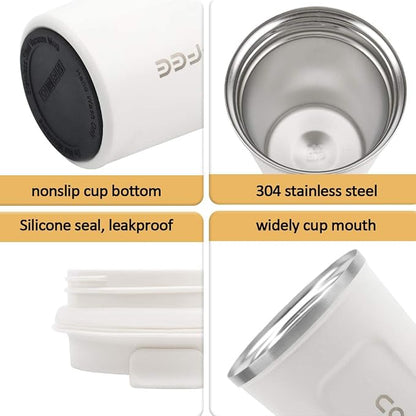 CS COSDDI 12 oz Stainless Steel Vacuum Insulated Tumbler - Coffee Travel Mug Spill Proof with Lid - Coffee Cup for Keep Hot/Ice Coffee,Tea and Beer (White) - Image 2