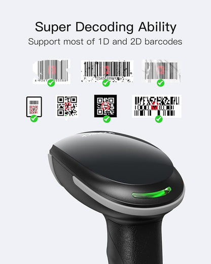 Inateck 2D Barcode Scanner, Wireless Bluetooth QR Barcode Scanner, Handheld - Image 2