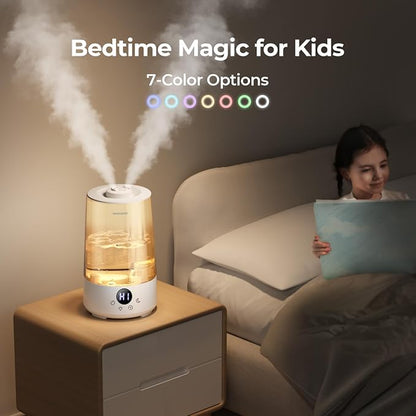Homvana Humidifiers for Bedroom Home, 3.6 L Cool Mist Top-Fill 34H Super Long Time, Quiet 23dB, Baby Humidifier, Oil Diffuser for Large Room, House, Plant, Nursery, BPA FREE, Ultrasonic (Transparent) - Image 7