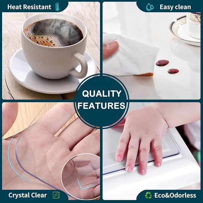 Wadrac Multisize Plastic Clear Table Cover Protector-1.5mm Thick 38x102 in - Image 5