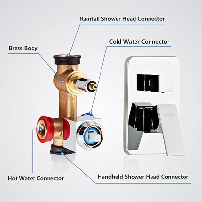 Shower Head - Shower Faucet Set Square Shower Combo System with 8'' Rainfall Shower Head Wall Mount Handheld Shower, Stainless Steel with Chrome Finish Bath Shower Head,Chrome - Image 3