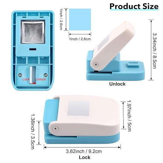 2 Pcs Craft Hole Punch, 1X0.8 inch Rectangular Postage Stamp Punches & 1" - Image 4