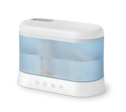 Crane 1.9 Liter Top Fill Cool Mist Humidifier & Essential Oil Diffuser, Whisper-Quiet, 15-Hour Run Time, Night Light, Small Room Air Humidifier, Humidifiers For Bedroom Kids by Crane