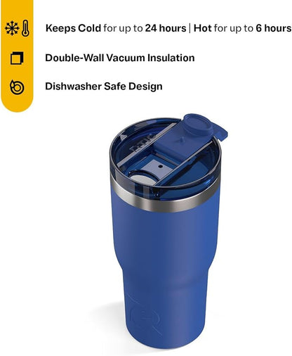 RTIC 20oz Essential Tumbler with Lid, Ceramic Lined, Insulated, Stainless Steel, Metal, Double Wall Vacuum-Insulation, Travel Cup for Iced Coffee, Tea, Hot and Cold Drink, Cobalt - Image 2
