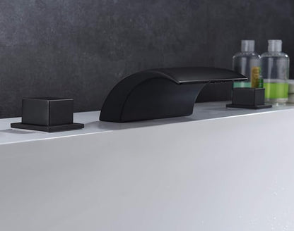 Deck Mount Roman Tub Faucet Matte Black Waterfall Bathtub Faucet Extra High Flow, SUMERAIN - Image 5