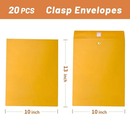 20 Pcs Clasp Envelopes 10x13, Creebe Large Yellow 10 x 13 Manilla Envelopes - Image 2