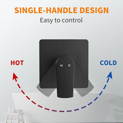 Black Tub Shower Faucet Set Complete with 8-Inch Rainfall Shower Head and Tub Spout Included Shower Valve Tub Shower Trim Kit Matte Black - Image 5