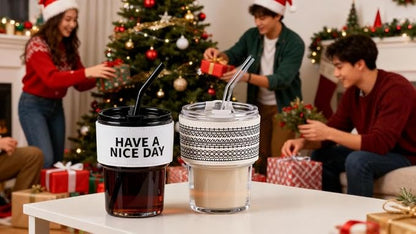 BLUEPOLAR 13oz/400ml Glass Water Tumbler with Straw and Lid Sealed Carry on Thick Wall Iced Coffee Cup for Water, Iced Tea, Fruit Juice (Have a Nice Day) - Image 6