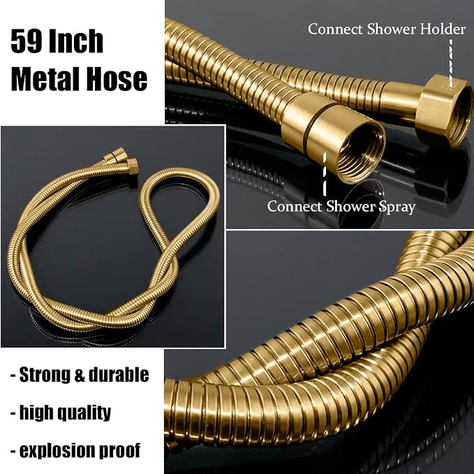 Shower Faucet Set with Tub Spout Brushed Gold 10 Inch Rainfall Shower 4 Setting Spray Mixer Shower System Modern Luxury Wall Mounted Tub Shower Faucet Set Rough-in Valve Body (Brushed Gold) - Image 8