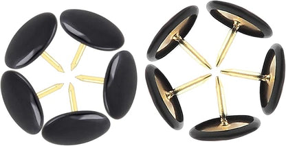 Piutouyar 300Pcs Black Decorative Flat Push Pin, Plastic Roundness Head - Image 2