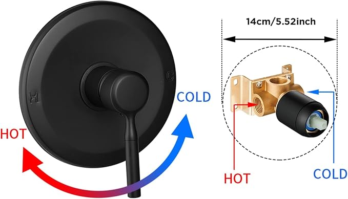 Black Shower Head And Faucet Set Complete With Valve Shower Fixtures With 6 Inch High Pressure Rain Shower Head Trim kit Regaderas Para bBaño Modernas - Image 4
