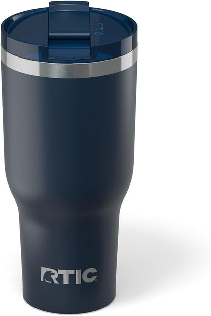RTIC 40oz Essential Tumbler with Lid, Ceramic Lined, Insulated, Stainless Steel, Metal, Double Wall Vacuum-Insulation, Travel Cup for Iced Coffee, Tea, Hot and Cold Drink, Navy by RTIC